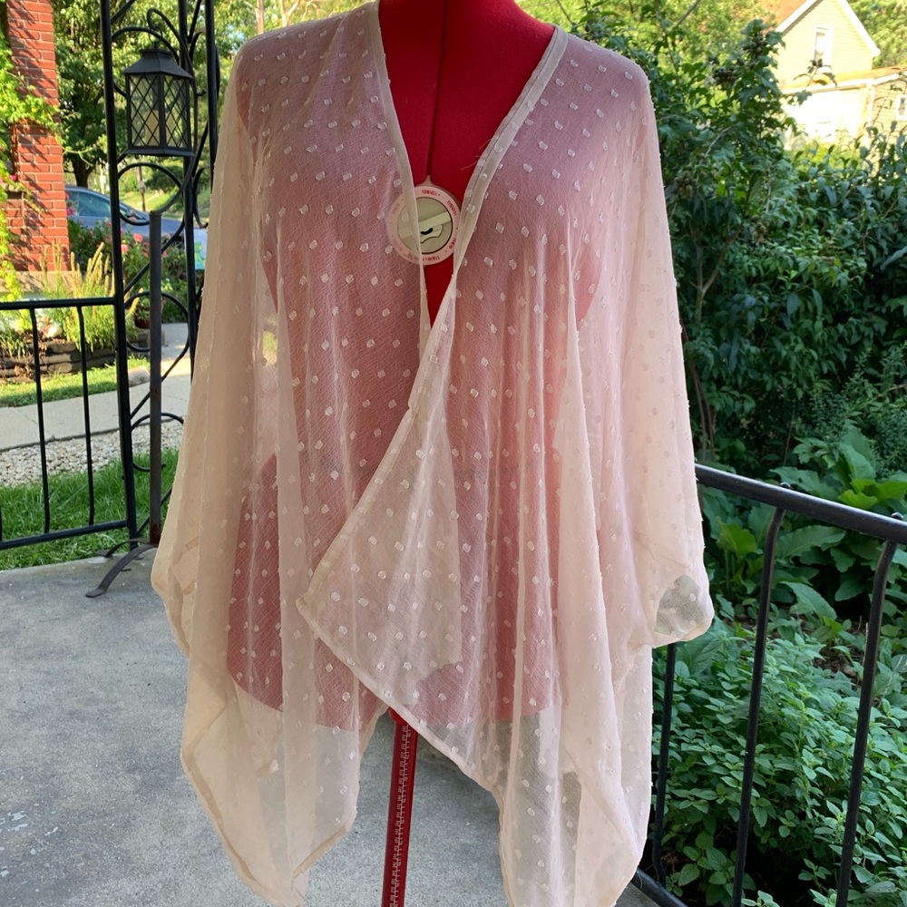 Cejon cream sheer shoulder wrap/coverup